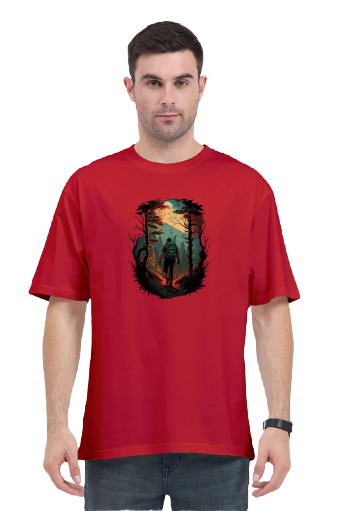 Men's Oversize Half Sleeve T-Shirt_Into The Woods