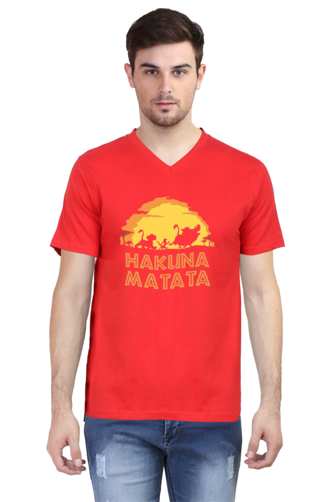 Men's V Neck Half Sleeve T-Shirt_Hakuna Matata