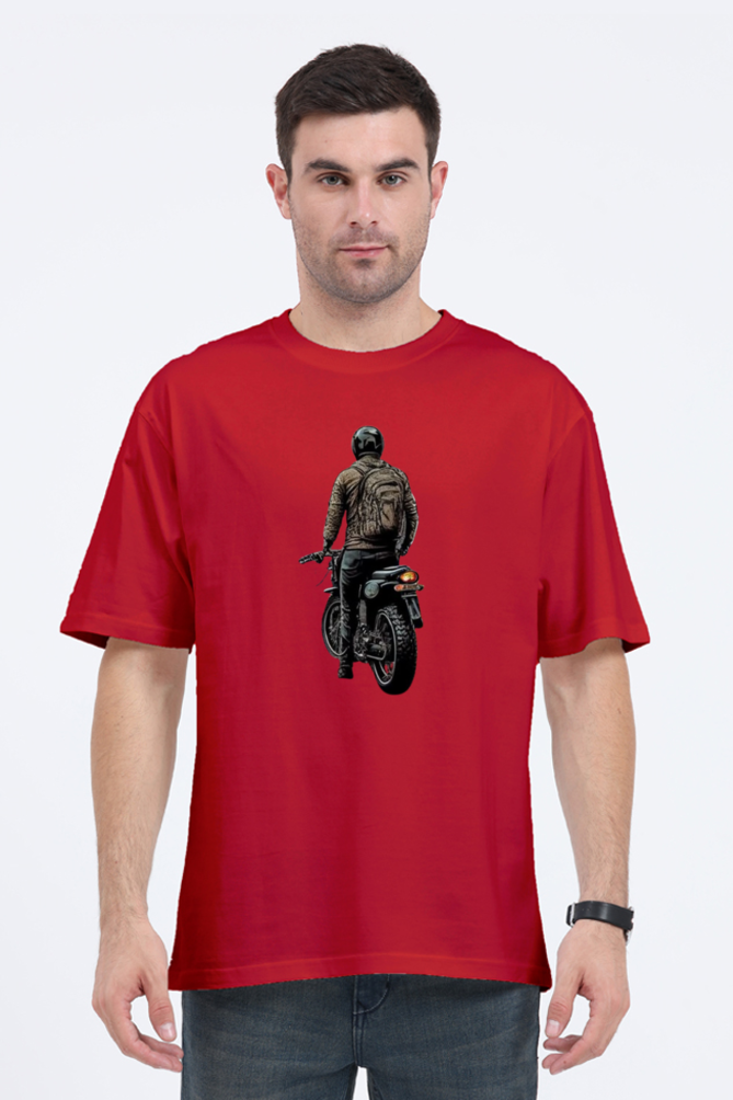 Men's Oversize Half Sleeve T-Shirt_Man On Bike