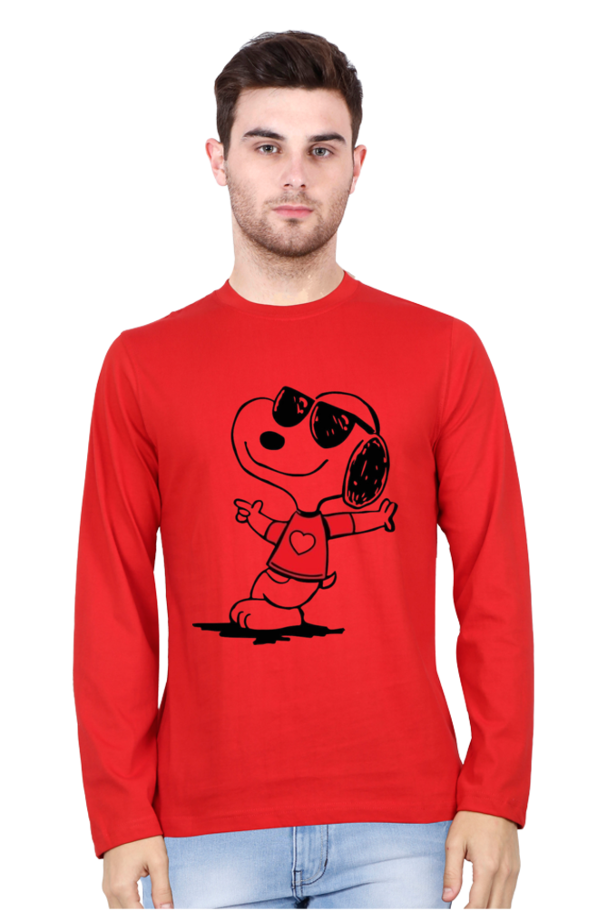 Men's Round Neck Full Sleeve_Red Snoopy