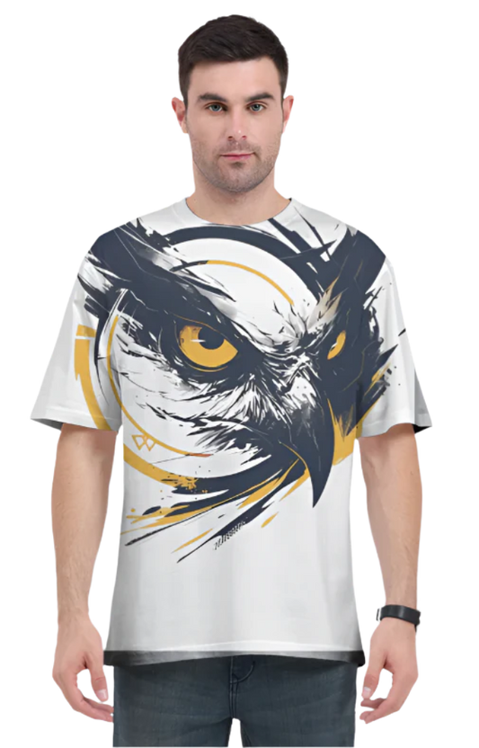 Men's Oversize Half Sleeve T-Shirt_Yellow Eyed Eagle