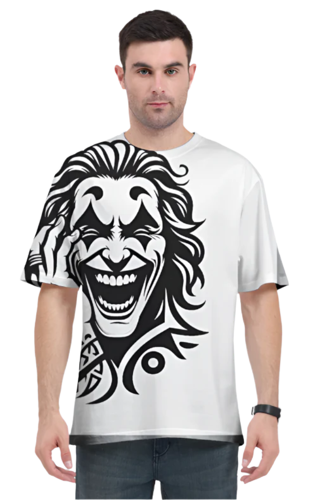 Men's Oversize Half Sleeve T-Shirt_Laughing Joker