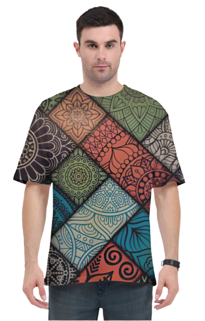 Men's Oversize Half Sleeve T-Shirt_Fusion Art