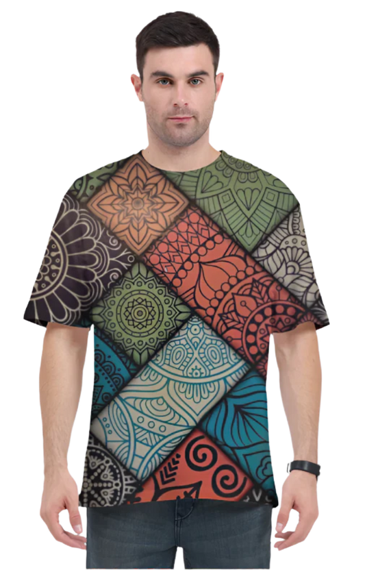 Men's Oversize Half Sleeve T-Shirt_Fusion Art