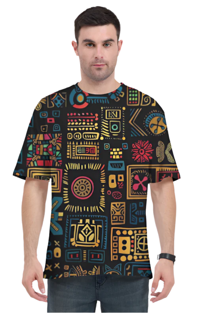 Men's Oversize Half Sleeve T-Shirt_Fusion Art