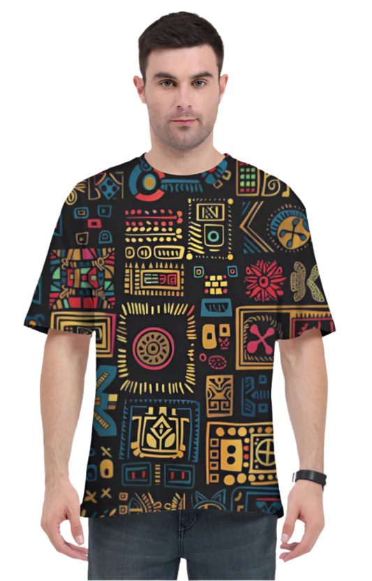 Men's Oversize Half Sleeve T-Shirt_Fusion Art