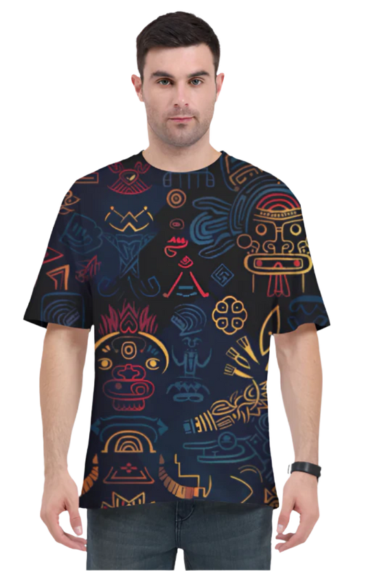 Men's Oversize Half Sleeve T-Shirt_Fusion Art