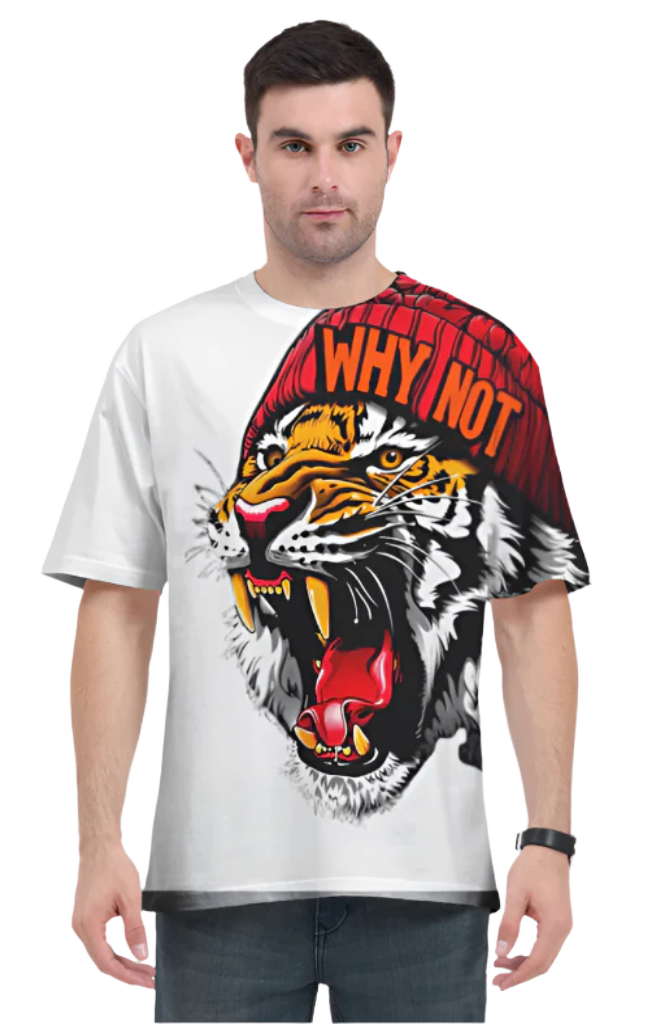 Men's Oversize Half Sleeve T-Shirt_Roaring Tiger