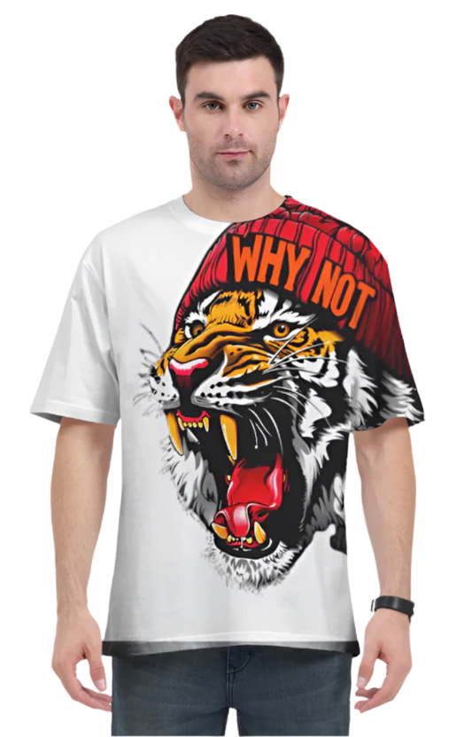 Men's Oversize Half Sleeve T-Shirt_Roaring Tiger