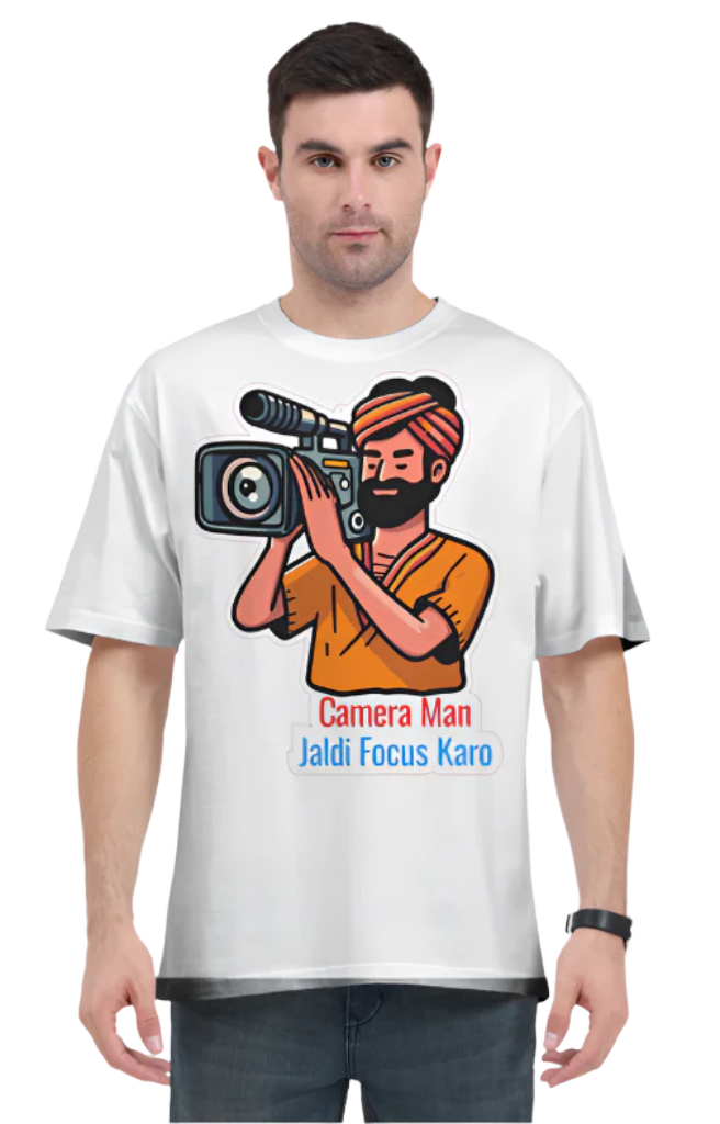 Men's Oversize Half Sleeve T-Shirt_Cameraman Meme