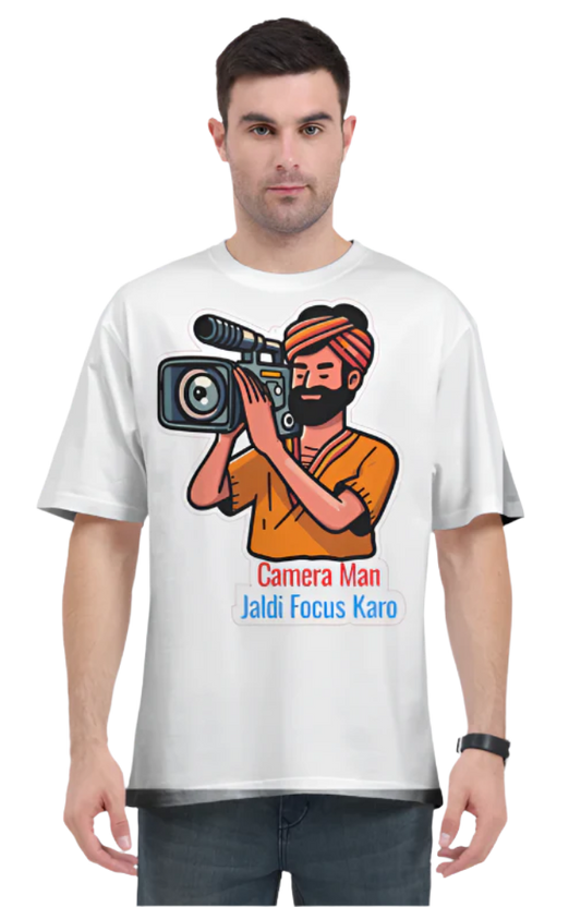 Men's Oversize Half Sleeve T-Shirt_Cameraman Meme