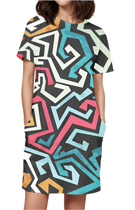 Women AOP T-Shirt Dress_Pattern