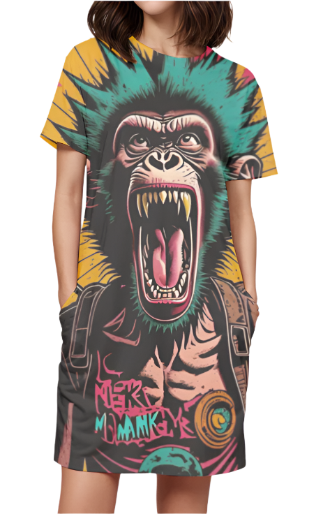 Women AOP T-Shirt Dress_Angry Chimp