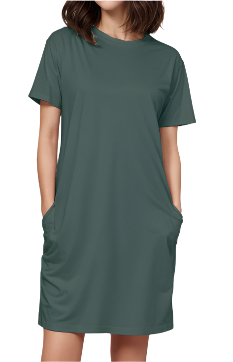 Women AOP T-Shirt Dress_Mauve Green