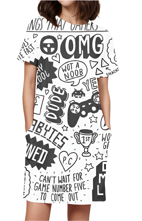 Women AOP T-Shirt Dress_OMG