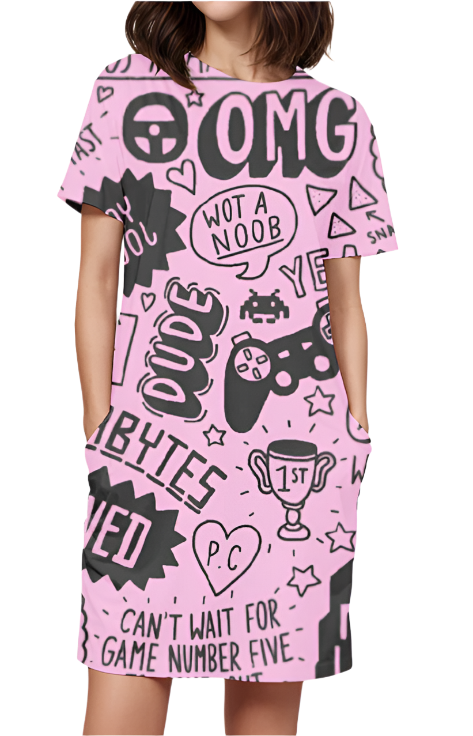 Women AOP T-Shirt Dress_OMG