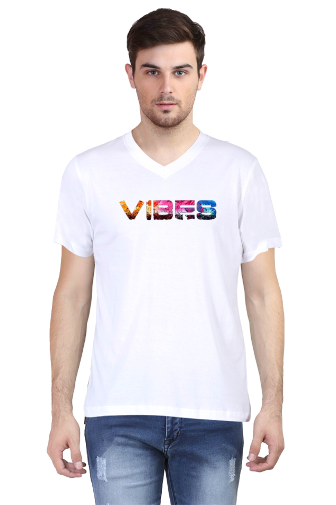 Men's V Neck Half Sleeve T-Shirt_Vibes