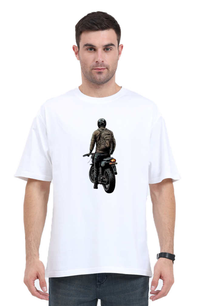 Men's Oversize Half Sleeve T-Shirt_Man On Bike