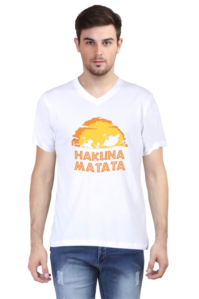 Men's V Neck Half Sleeve T-Shirt_Hakuna Matata