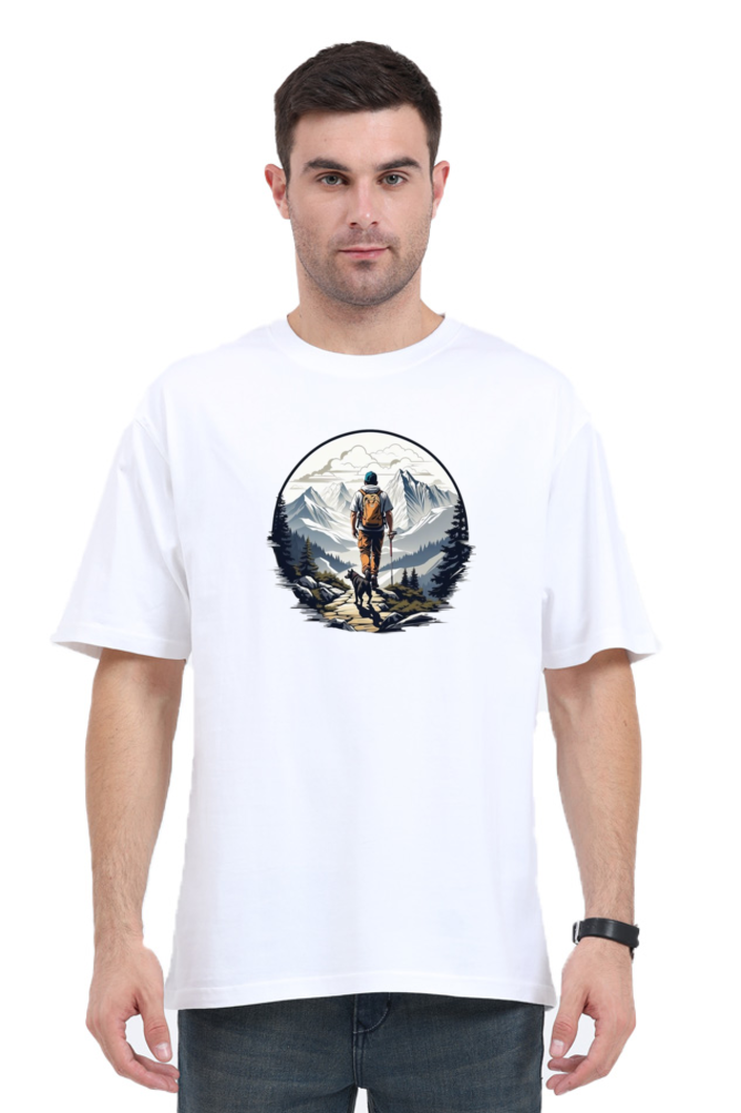 Men's Oversize Half Sleeve T-Shirt_Snow Mountains