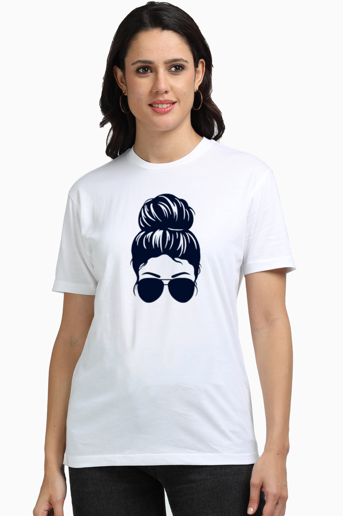 Women Supima T-Shirts_Girl with Bun_Cartoon Collection