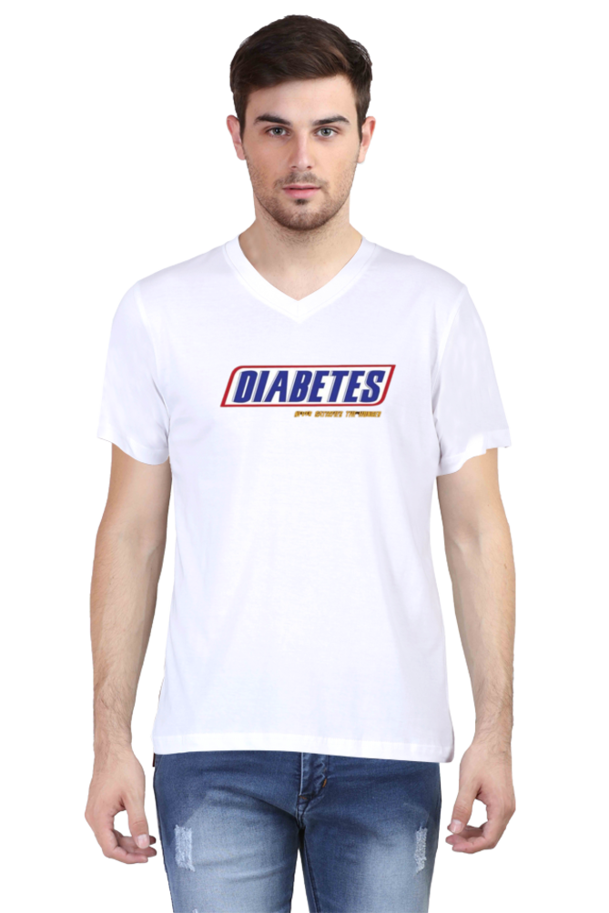 Men's V Neck Half Sleeve T-Shirt_Diabetes