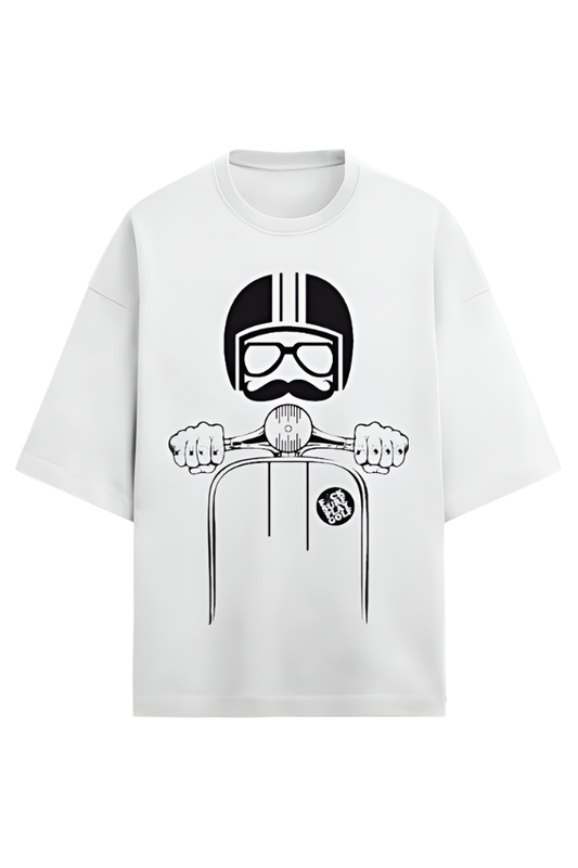 B&W - Unisex Oversize Terry T-Shirt_Helmet Man