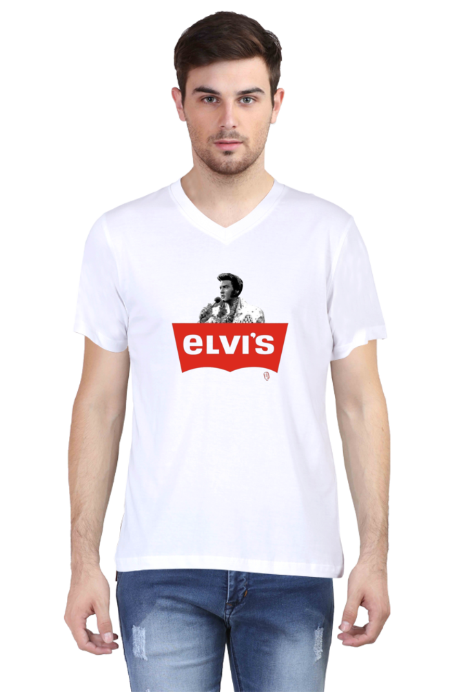 Men's V Neck Half Sleeve T-Shirt_Elvis