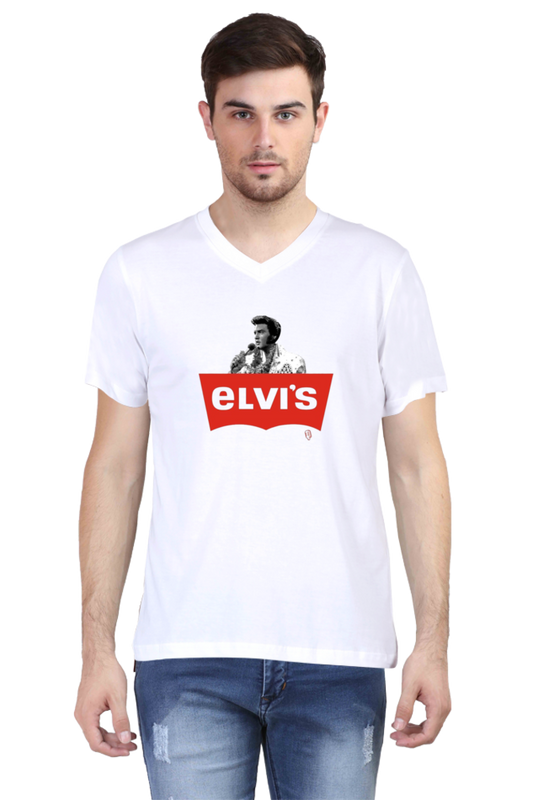 Men's V Neck Half Sleeve T-Shirt_Elvis