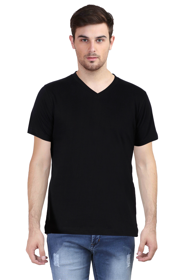 Men's V Neck Half Sleeve T-Shirt_Plain