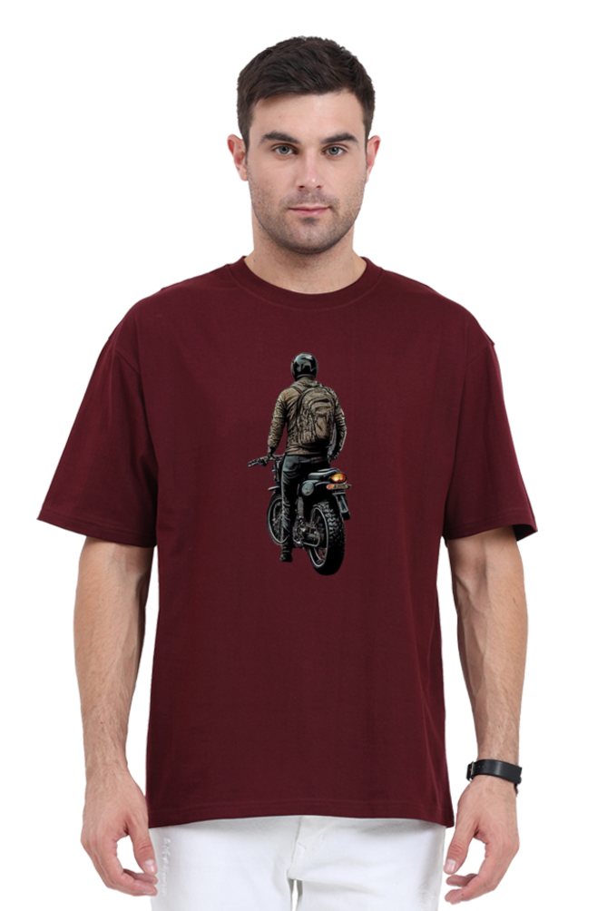 Men's Oversize Half Sleeve T-Shirt_Man On Bike