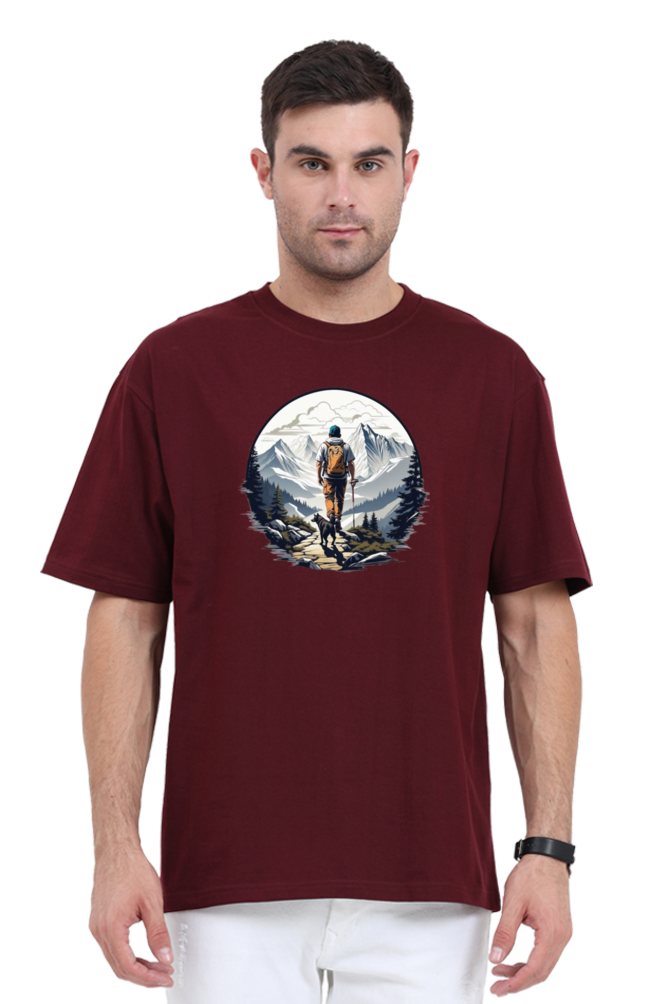 Men's Oversize Half Sleeve T-Shirt_Snow Mountains