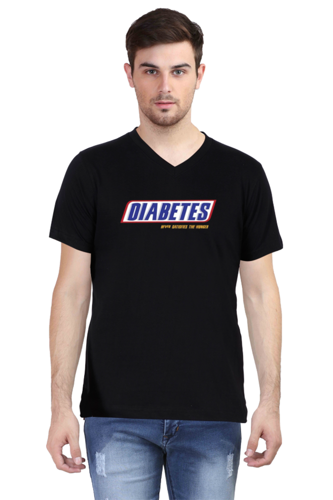 Men's V Neck Half Sleeve T-Shirt_Diabetes