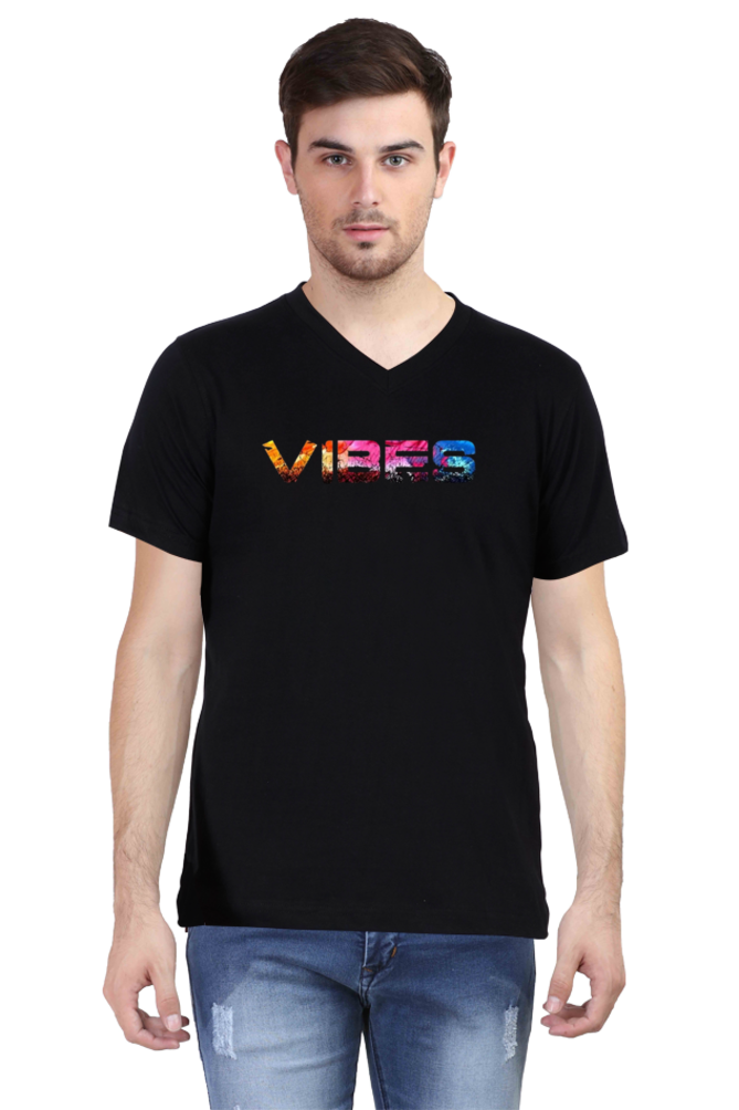 Men's V Neck Half Sleeve T-Shirt_Vibes