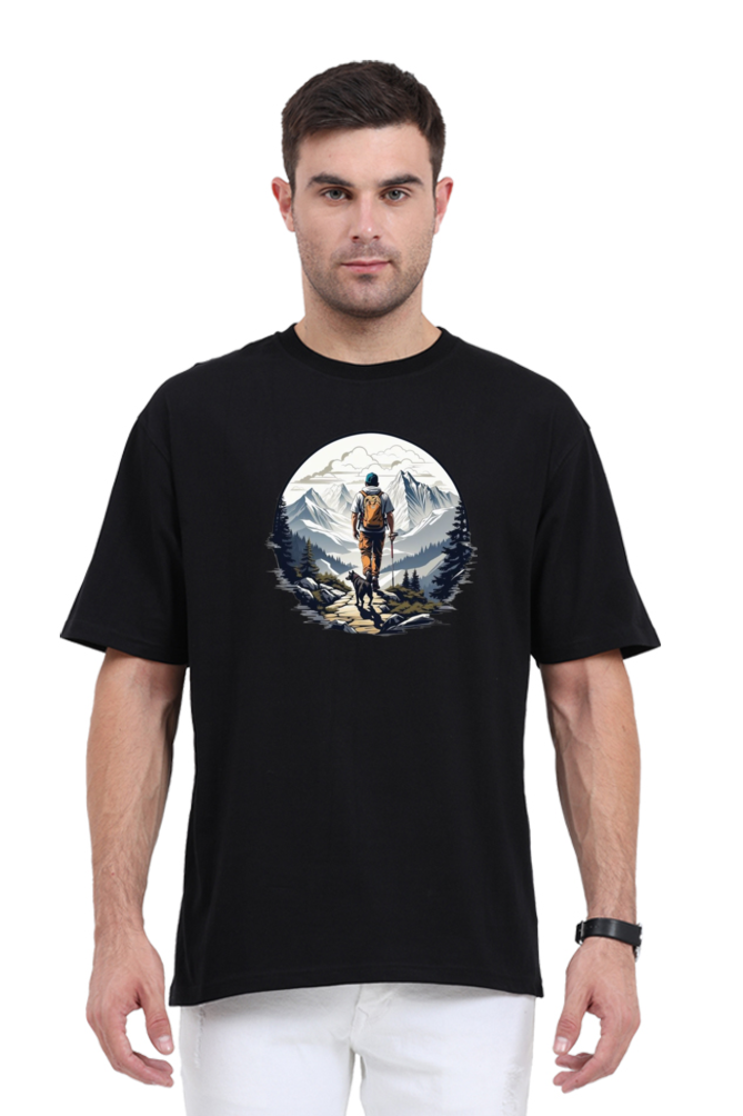 Men's Oversize Half Sleeve T-Shirt_Snow Mountains