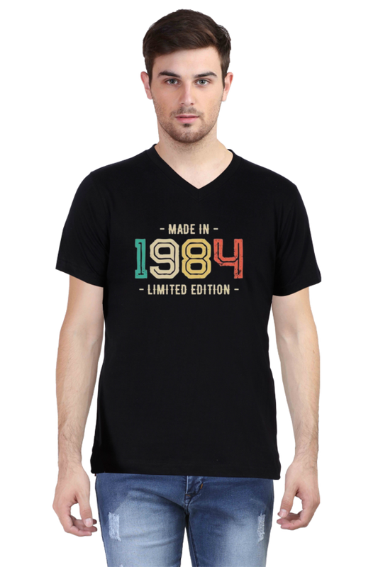 Men's V Neck Half Sleeve T-Shirt_1984 LE