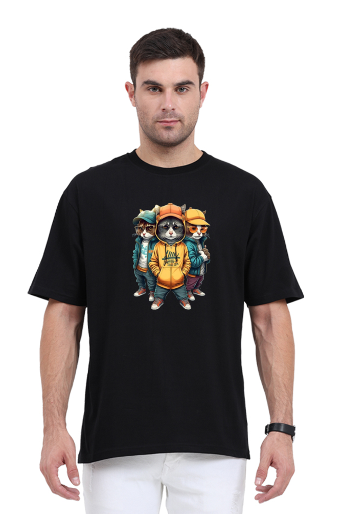 Men's Oversize Half Sleeve T-Shirt_Gangsta Cats