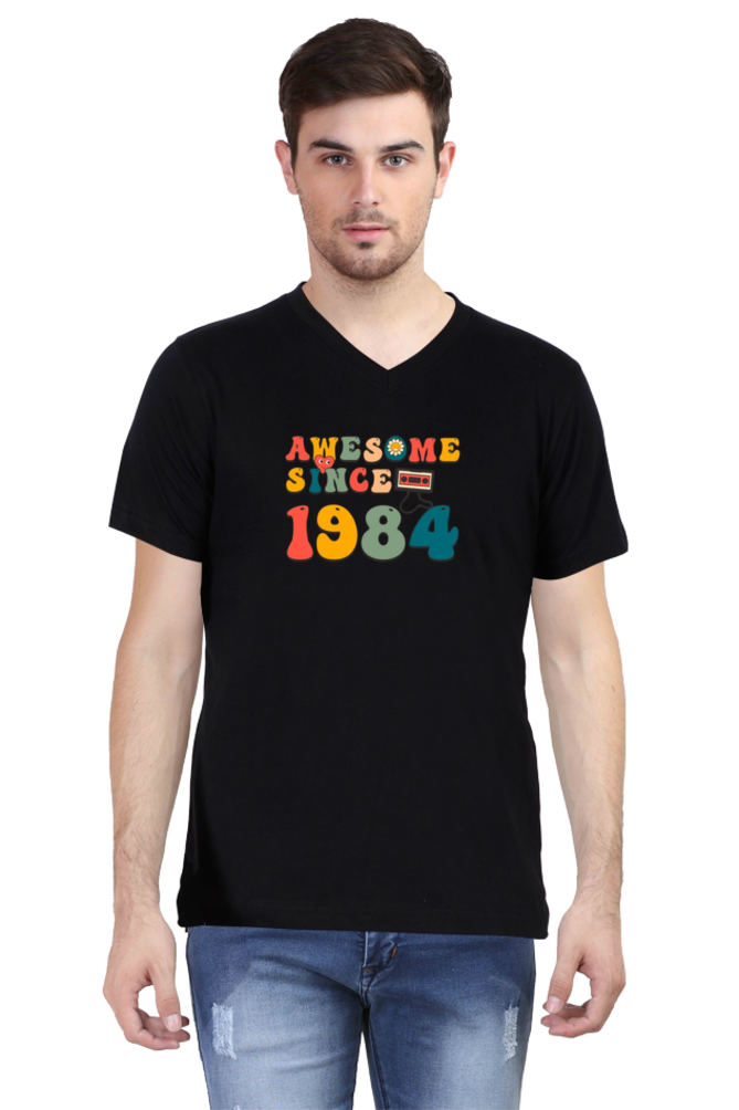 Men's V Neck Half Sleeve T-Shirt_1984