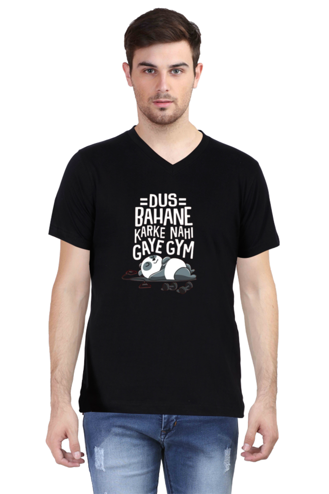 Men's V Neck Half Sleeve T-Shirt_Gym Humor