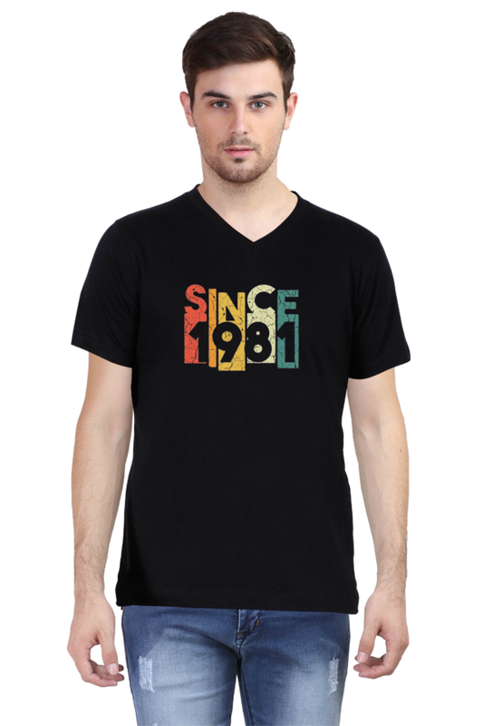 Men's V Neck Half Sleeve T-Shirt_Since 1981