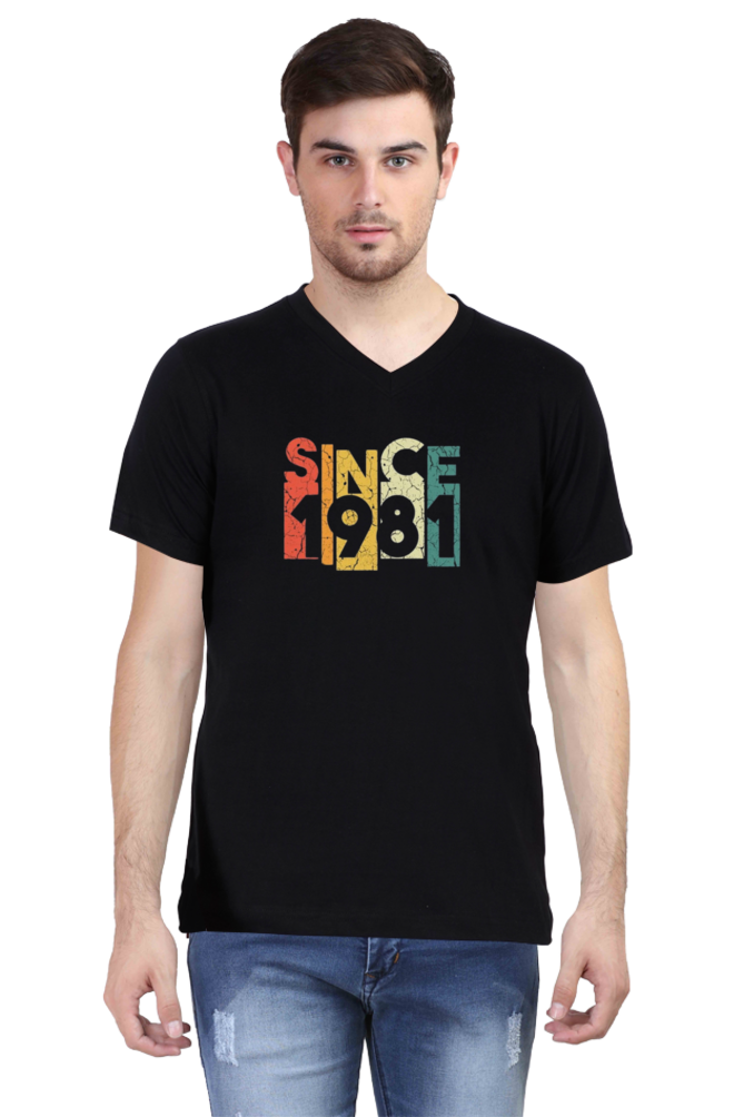 Men's V Neck Half Sleeve T-Shirt_Since 1981