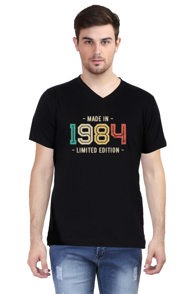 Men's V Neck Half Sleeve T-Shirt_1984 LE