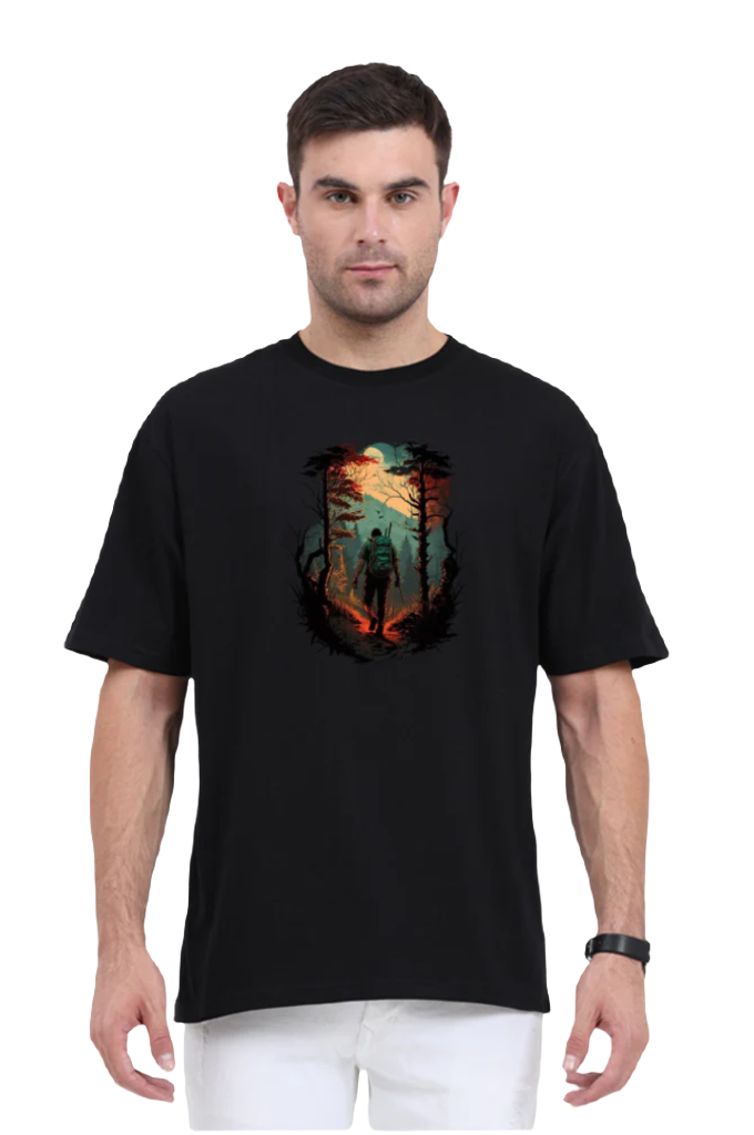 Men's Oversize Half Sleeve T-Shirt_Into The Woods