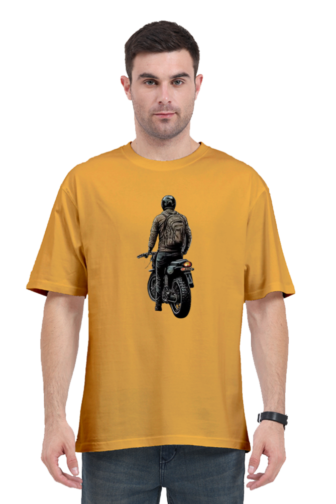 Men's Oversize Half Sleeve T-Shirt_Man On Bike