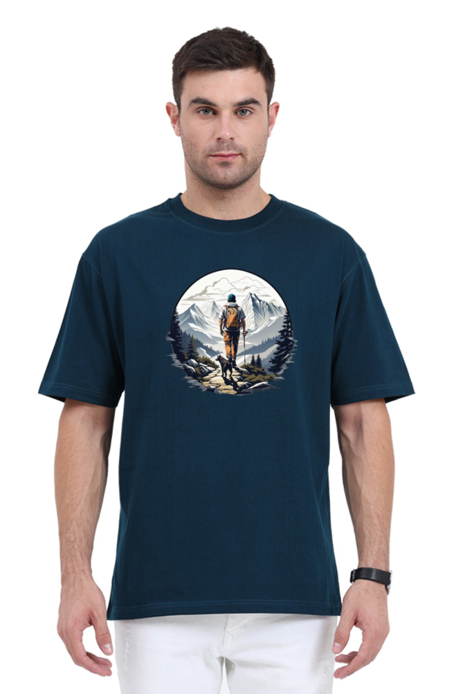 Men's Oversize Half Sleeve T-Shirt_Snow Mountains