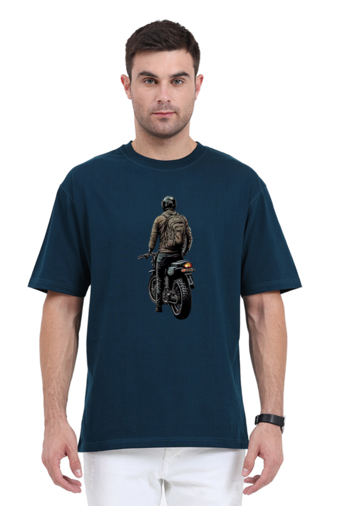 Men's Oversize Half Sleeve T-Shirt_Man On Bike