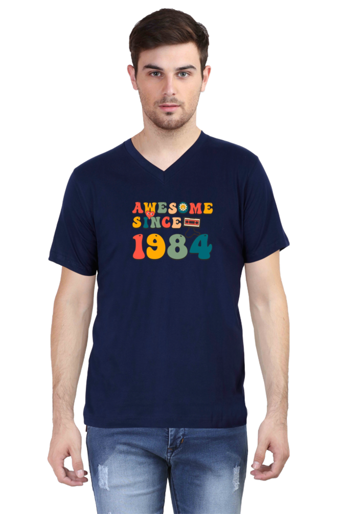 Men's V Neck Half Sleeve T-Shirt_1984