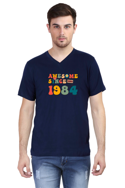 Men's V Neck Half Sleeve T-Shirt_1984