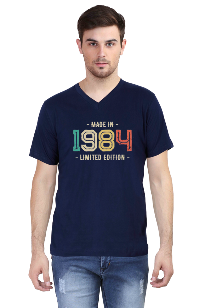 Men's V Neck Half Sleeve T-Shirt_1984 LE