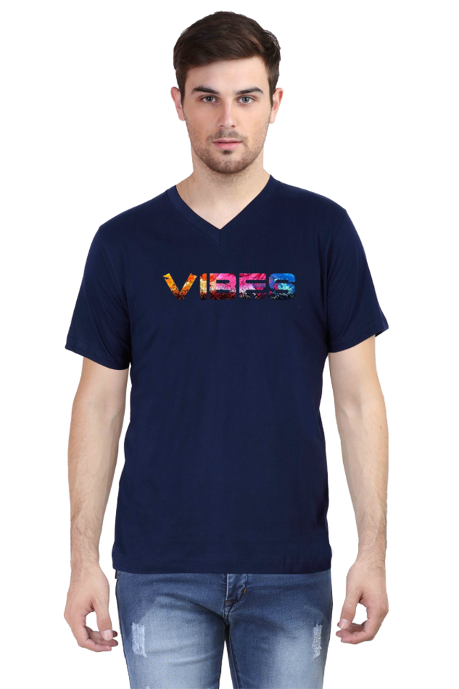 Men's V Neck Half Sleeve T-Shirt_Vibes